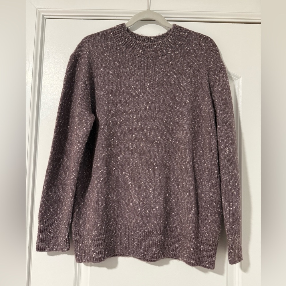 Vince Womenss Speckled Mauve Knit Crewneck Sweater wool/cashmere blend